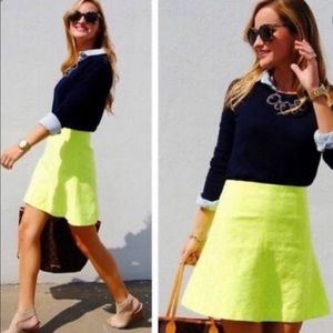 J.Crew Jacquard Flare Neón Yellow Skirt/ Size 00